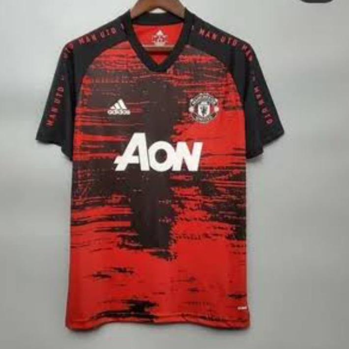 ➱ Jersey Manchester United MU Training Prematch Red AON 2020/2021 grade ori official merah AON ⅍