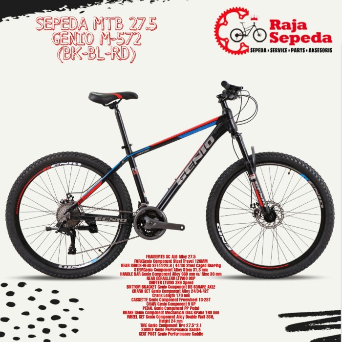 SEPEDA MOUNTAIN BIKE MTB GENIO 27.5 M572 3x9 SPEED (BK-BL-RD)