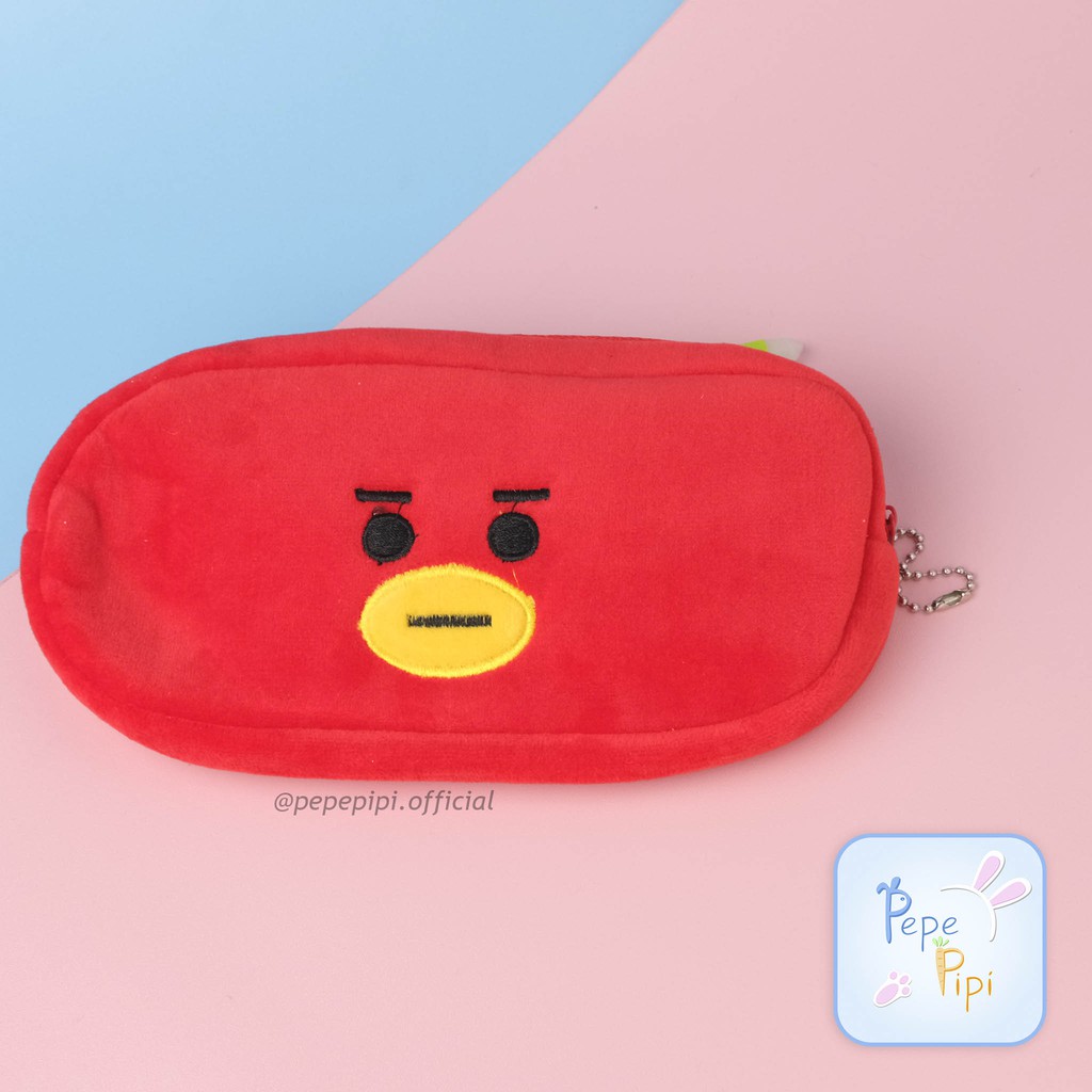 Kotak Pensil Boy Band Plushy Wadah Plush Kostak Bangtan Army Kpop Korea Pouch Makeup Kosmetik-hati merah