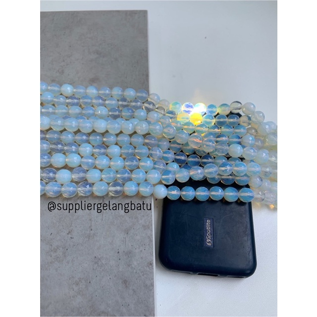 Batu Moonstone opalite AGATE 10mm CUTTING natural bahan gelang kalung