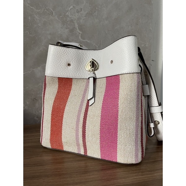 Kate Spade Marti Striped Canvas Small Bucket