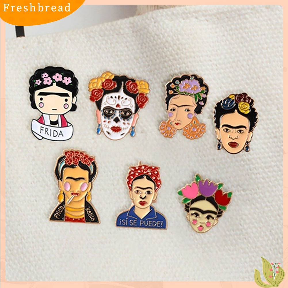 [ TERLARIS]Cartoon Enamel Frida Kahlo Mexican Badge Collar Brooch Pin Clothes Jewelry 