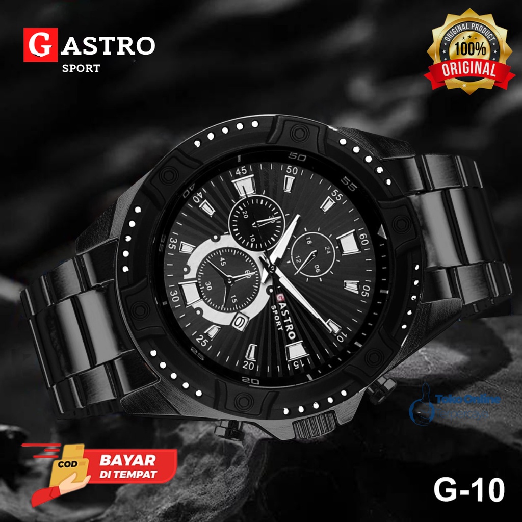 Jam Tangan Pria Original Gastro Sport Tali Rantai Stainless Analog Date Kasual Anti Air Kekinian