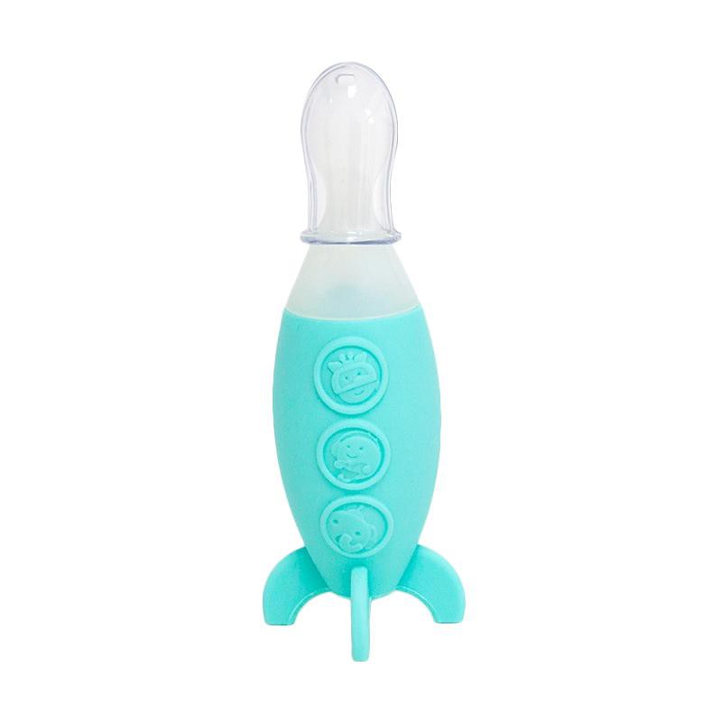 Marcus &amp; Marcus - (With Lid) Baby Feeding Spoon Dispenser Rocket BLUE