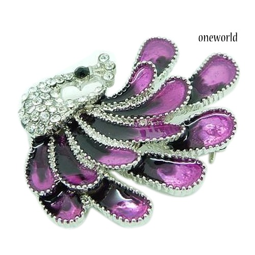 OW@ Women Fashion Rhinestone Peacock Brooch Pin Wedding Bridal Scarf Decor Gift