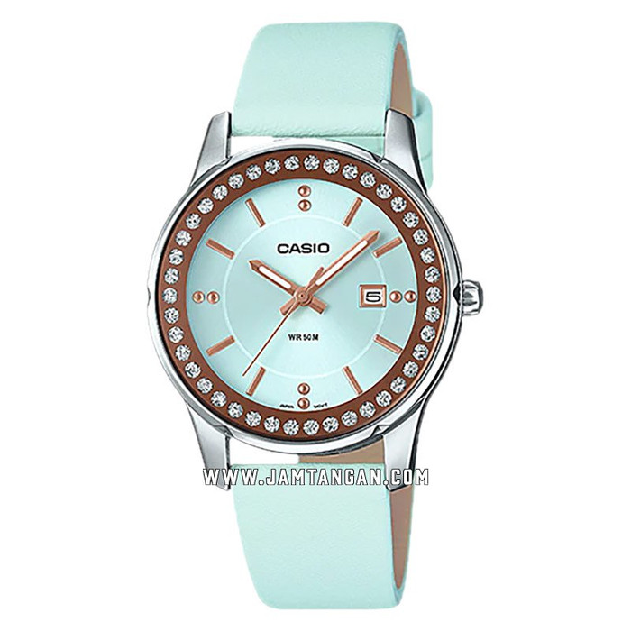 Casio LTP-1358L-2AVDF Enticer Ladies Green Dial Green Leather Strap