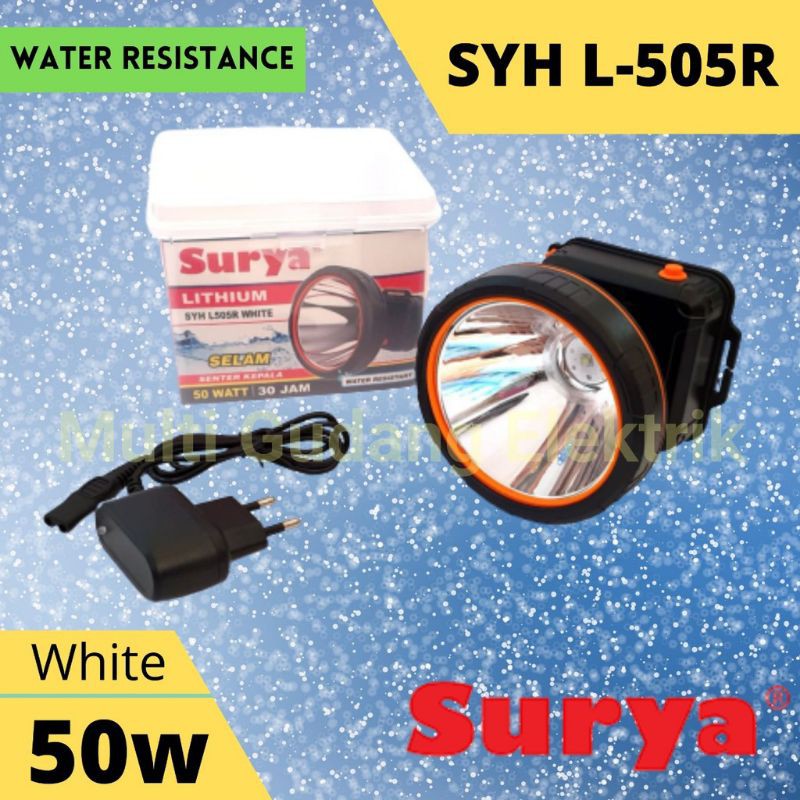 Senter Kepala LED Surya 50 Watt SYH L505R Cahaya Putih Senter Kepala Selam Diving Anti Air