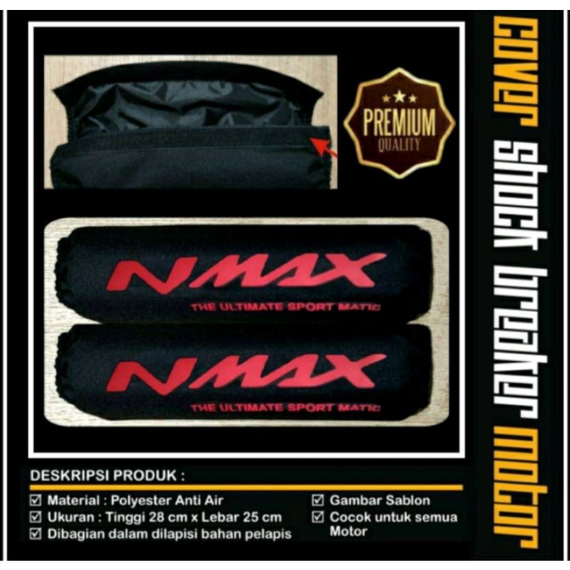 SARUNG  SHOCK  MOTOR  METIC SATU SET KIRI KANAN NMAX MERAH KUNING PUTIH  BAHAN ANTI AIR SET  KIRI KANAN