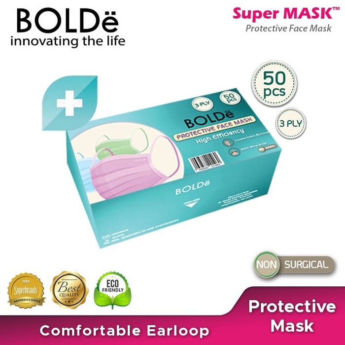 Super MASK Protective Masker 3 Ply Anti Bakteri ( 50 pcs ) Original BOLDe