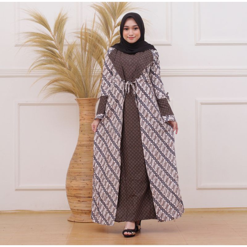 GAMIS ZARA GENES #2 / GAMIS BATIK SYARI MODERN Seragaman Batik Gamis Terbaru Sogan Cantik Murmer