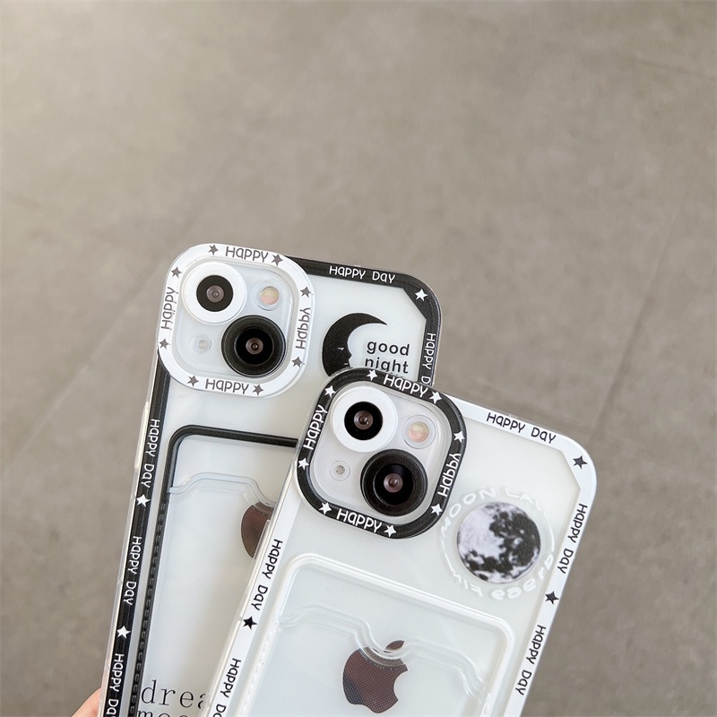 Case Pelindung Kamera Desain Bulan good night Untuk iPhone 11 12 13 Pro MAX X XR XS MAX 7 8 Plus