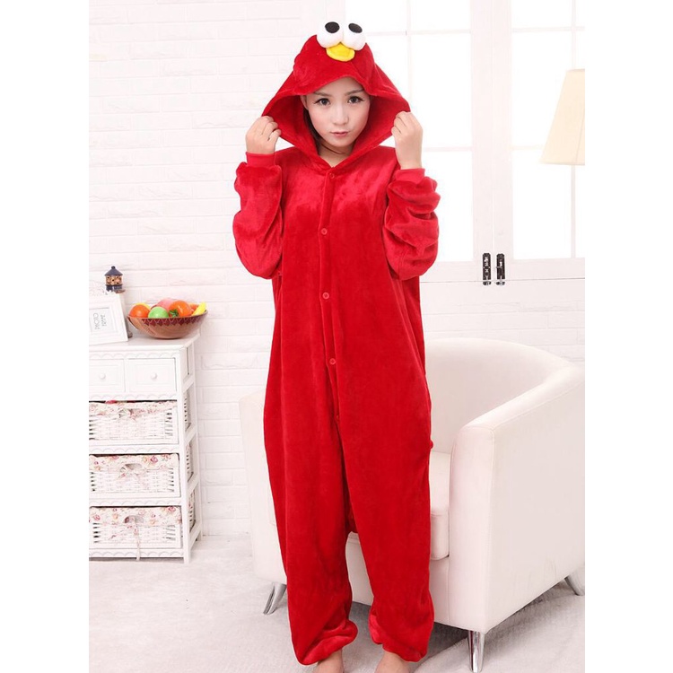 KOSTUM ELMO SESAME STREET COOKIE MONSTER ONESIE PIYAMA BAJU TIDUR IMPOR