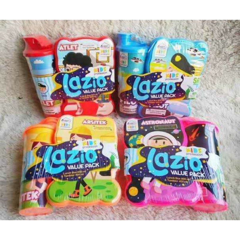 Kotak Makan Set Botol Minum / Tempat Makan Set Biggy Lazio / Lunch Box / Tempat Makan Anak