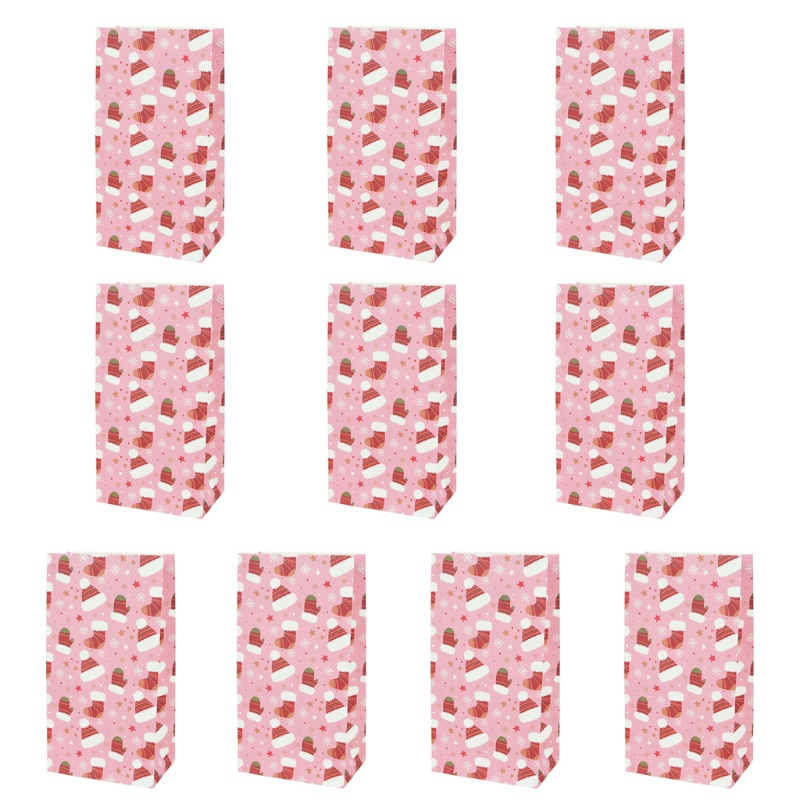 Zzz 10Pcs / Set Kantong Kertas Motif Kartun Santa / Rusa / Manusia Salju / Snowflake Untuk Permen / Kue Natal