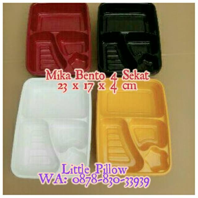 (ISI 25PCS )Mika Bento 4 Sekat Putih/ Box Bento/ Mika Lunch Box/ Tray Bento