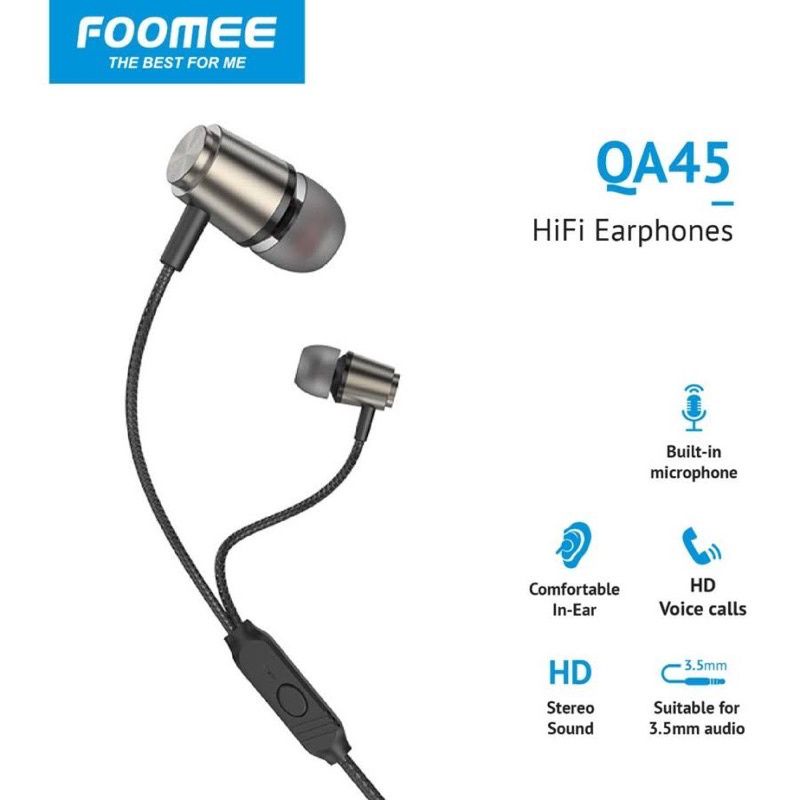 (FOOMEE Q45C)Headset Type C EXTRA Bass Stereo Earphone  USB TYPE c Xiaomi / Samsung / Oppo / vivo