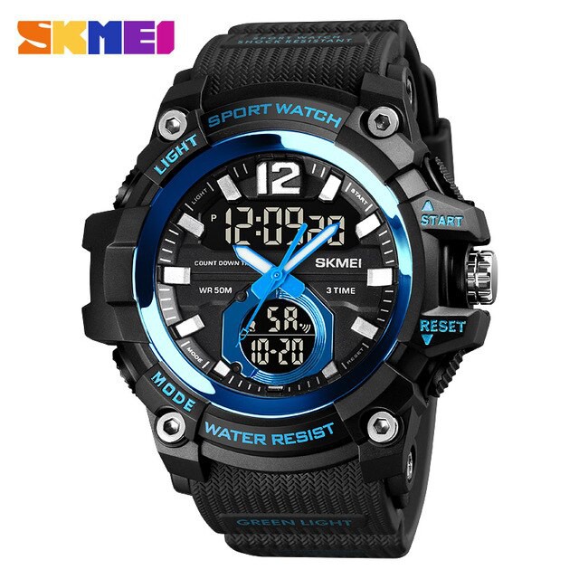 Jam Tangan Pria SKMEI 1725 Analog Digital Led Rubber Original Garansi