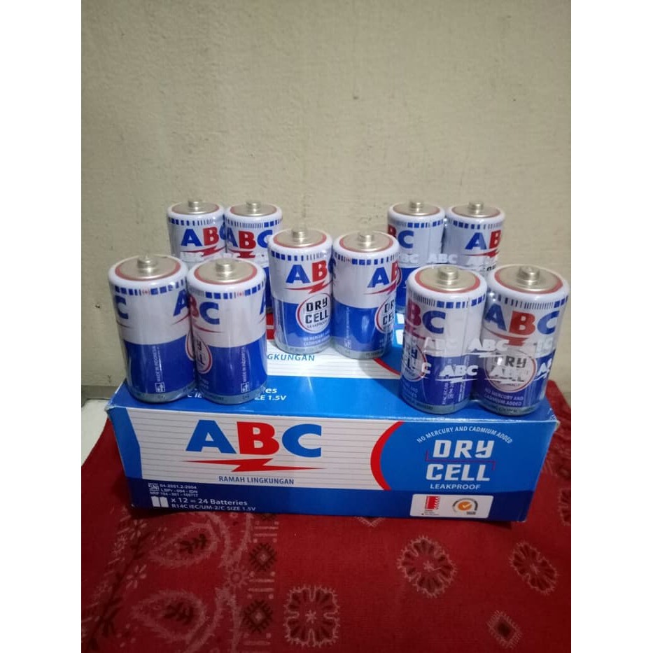 Baterai Size C LR14 ukuran sedang 1,5 V ABC Biru Dry Cell ( SET = 2 PCS )