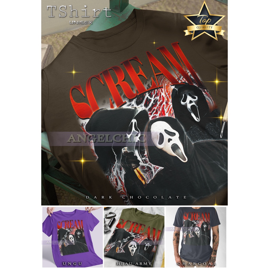 BAJU SCREAM MOVIE Unisex Bootleg Tee Kaos Premium Vintage Retro
