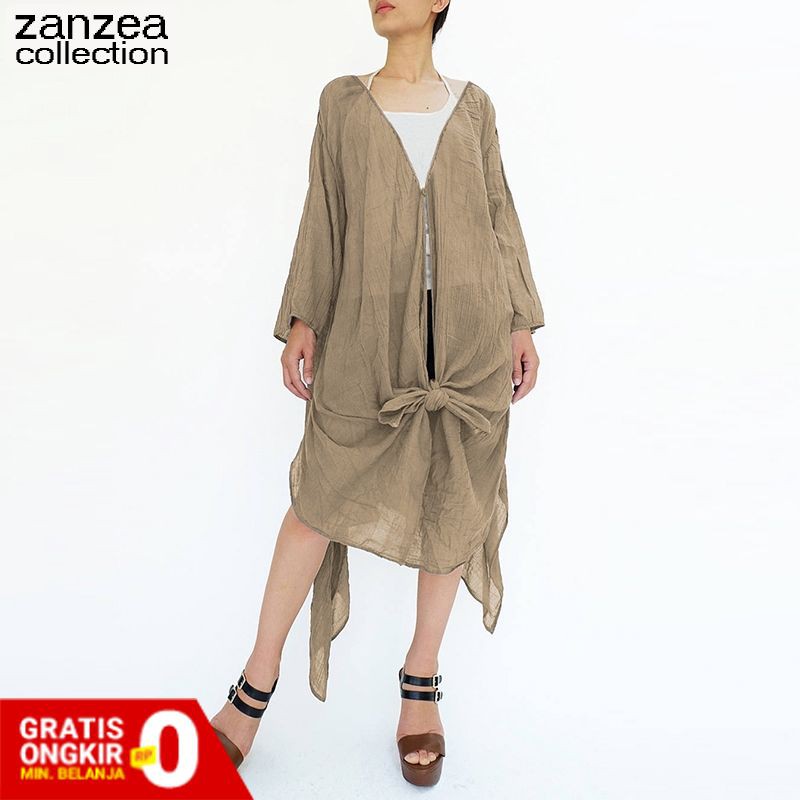  ZANZEA Cardigan  Wanita Lengan Panjang  Model Oversize 