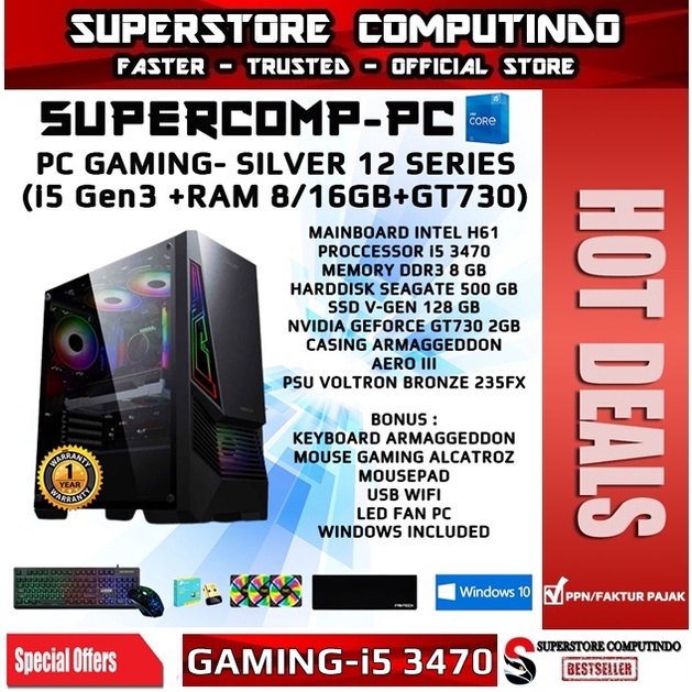 PC Rakitan Gaming Core i5-RAM 8/16GB-SILVER 12 Series-Siap Pakai