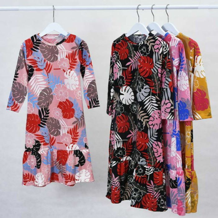 Gamis Kaos Babyterry Premium 3-12 Tahun MONSTERA dan POLCADOT SERIES