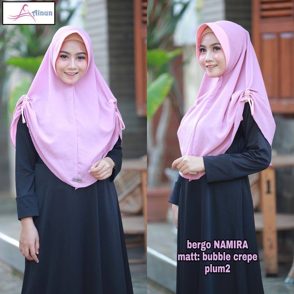 bergo namira by ainun hijab / jilbab instan serut tali samping dua warna