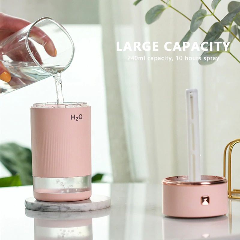 AIR HUMIDIFIER ULTRASONIC AROMATHERAPHY OIL DIFFUSER PORTABLE FZ010 240ML DENGAN BATTERY RECHARGEABLE 500MAH