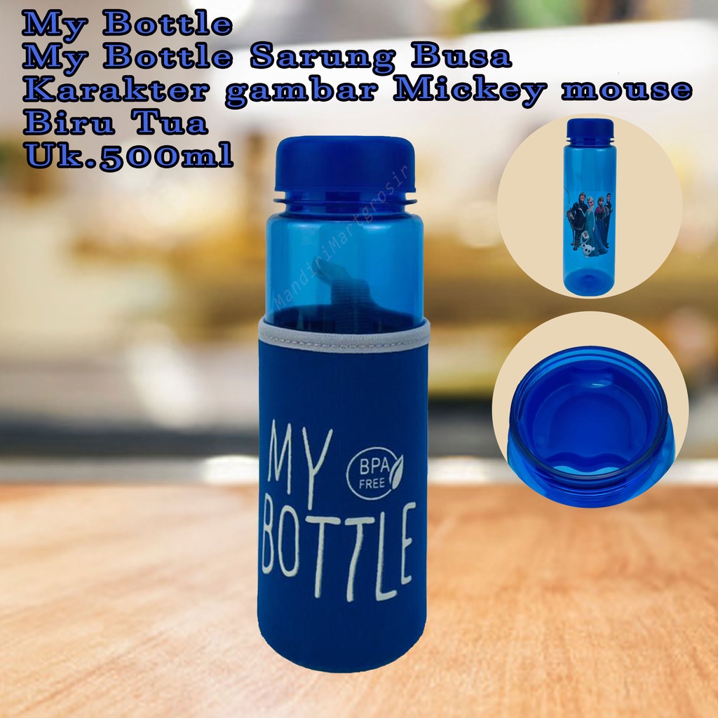 Botol Air * My Bottle Sarung Busa * botol minum * karakter gambar Frozen * Biru Tua * 500ml