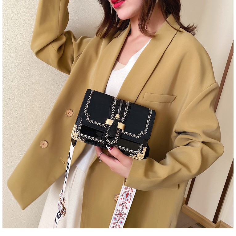 TAS SELEMPANG PESTA WANITA TALI LEBAR HITAM KULIT KOREA MURAH PREMIUM LAVERN TA260B5 IMPORT FASHION