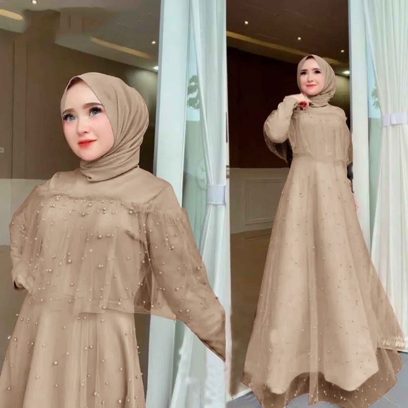 Mutiara Gamis Tile Premium/Gamis Bridesmaid/Gamis Brukat Tile Dewasa S/M,L,XL,XXL/Fashion muslim