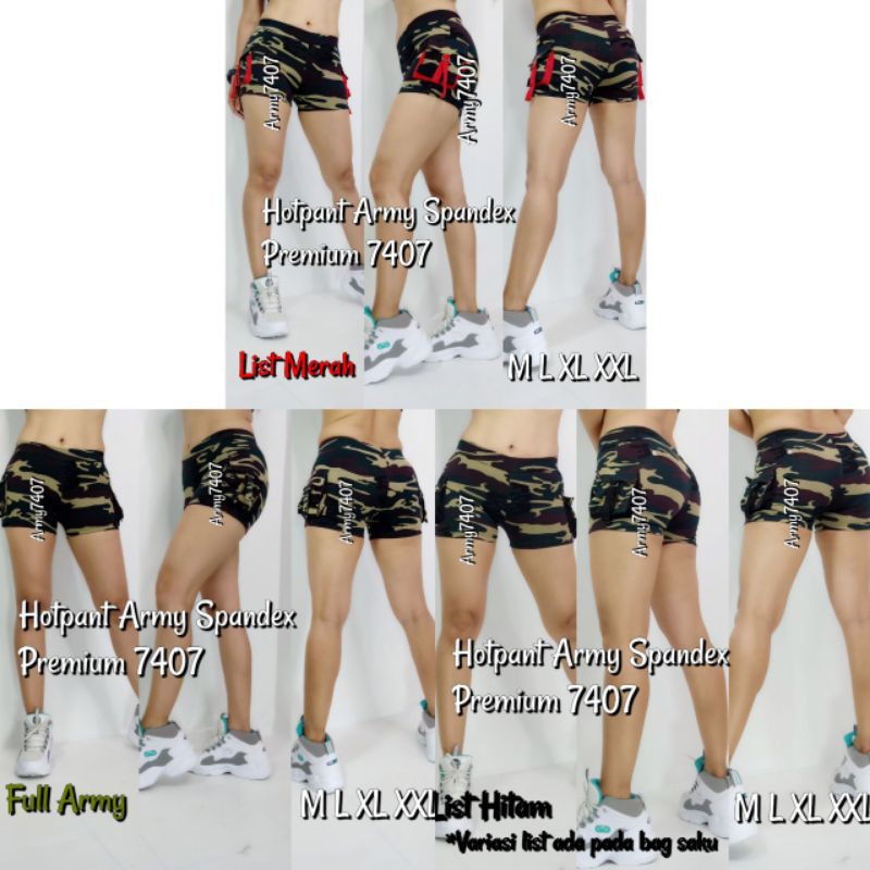  Celana Senam Army  Pendek Hotpant Army  Spandex Premium 