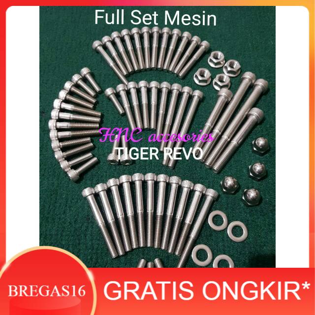 Baut L Stainless Full Set Mesin TIGER REVO