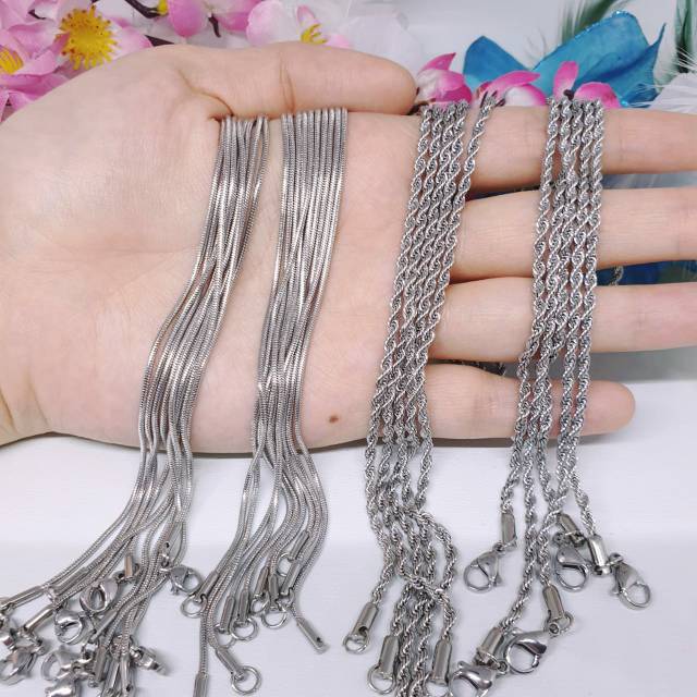 100%Kalung Titanium anti karat uk 45cm-60cm [kp-2B]