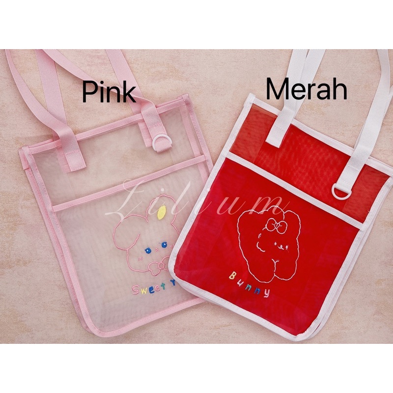 transparan tote bag A4 TU078 korea style perempuan tas les anak perempuan shoulder bag tas pundak