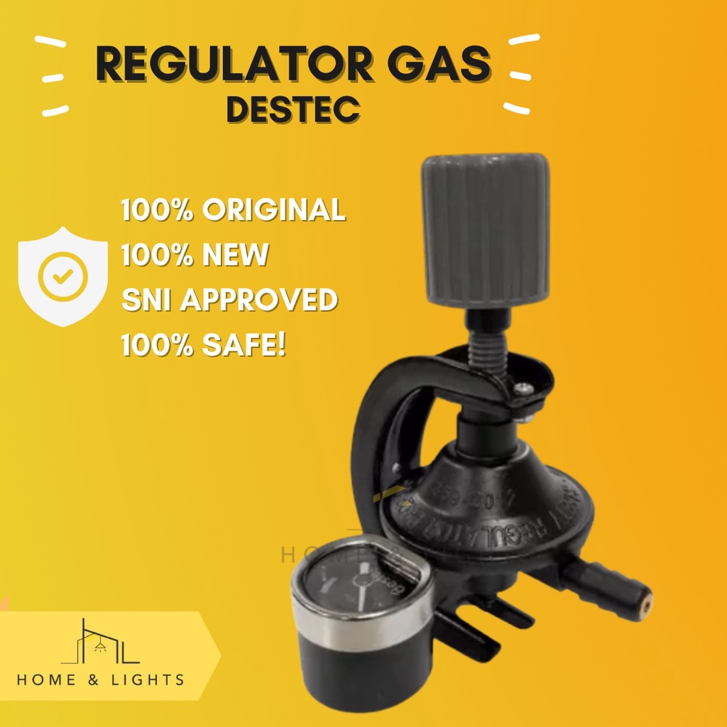 DESTEC Regulator Gas 201-S Meter Otomatis SNI - Paket Regulator dan Selang 1.8M Kepala Gas Hemat &amp; Aman