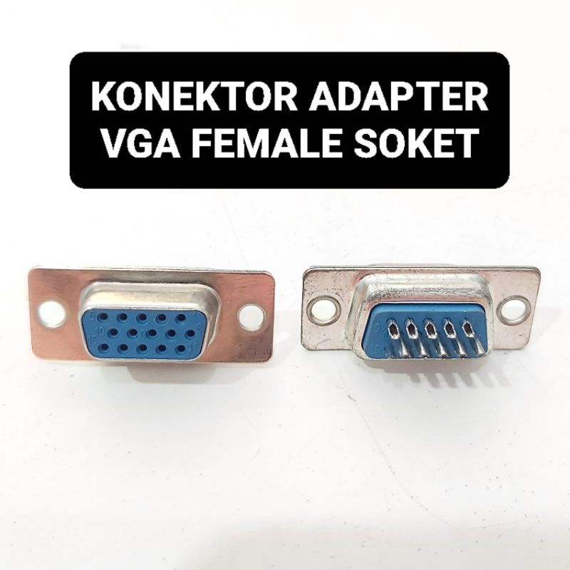 Konektor Adapter VGA Female Soket Betina 9 Pin Kaki