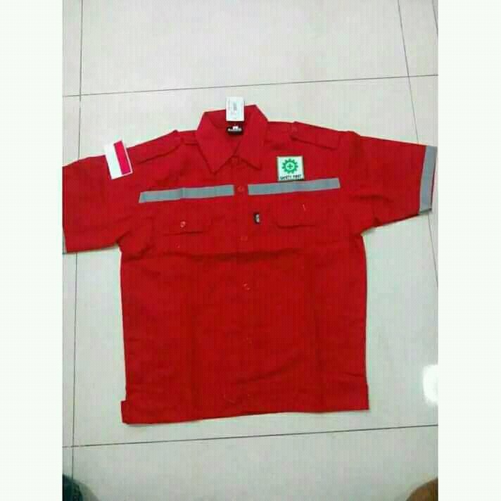 Baju Safety Lengan Pendek + Logo K3 + Logo Bendera Merah Putih