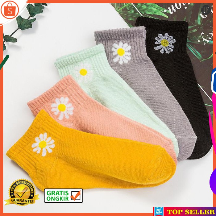 KAOS KAKI WANITA DEWASA KOREA KEKINIAN MOTIF BUNGA WOMEN SOCKS FASHION IMPORT a64