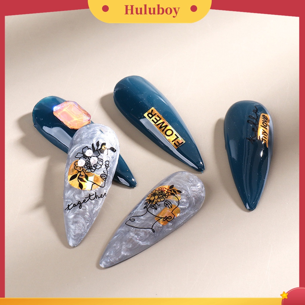 Huluboy Huluboy♡ Stiker Kuku Warna Hitam Bronzing Bahan Kertas Untuk Manicure Wanita