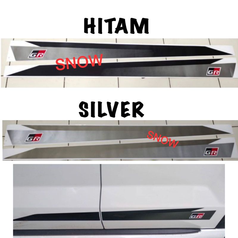 Stiker Body Samping Mobil Fortuner 2021 2022 2023 GR SPORT Hitam Silver