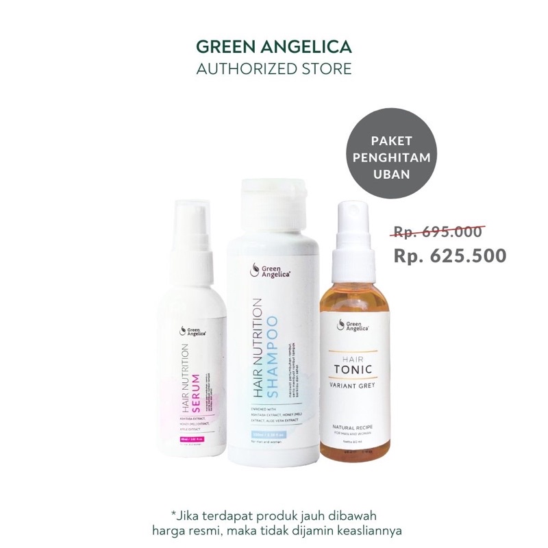 Paket Uban Penghitam Rambut Alami Green Angelica Alami Menghitamkan Rambut Beruban Aman Halal