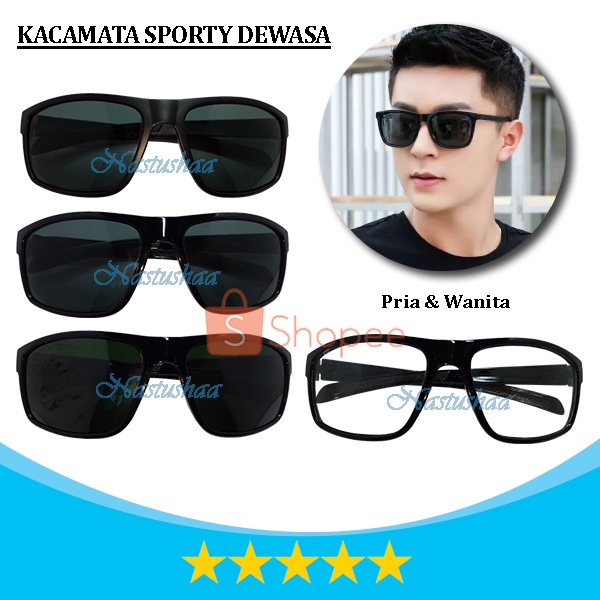 Kacamata Hitam Sport Pria Wanita Kekinian Fashion Aksesoris Sunglasses Korea Untuk Olahraga Kaca Mata Gaya Model Kotak Unisex