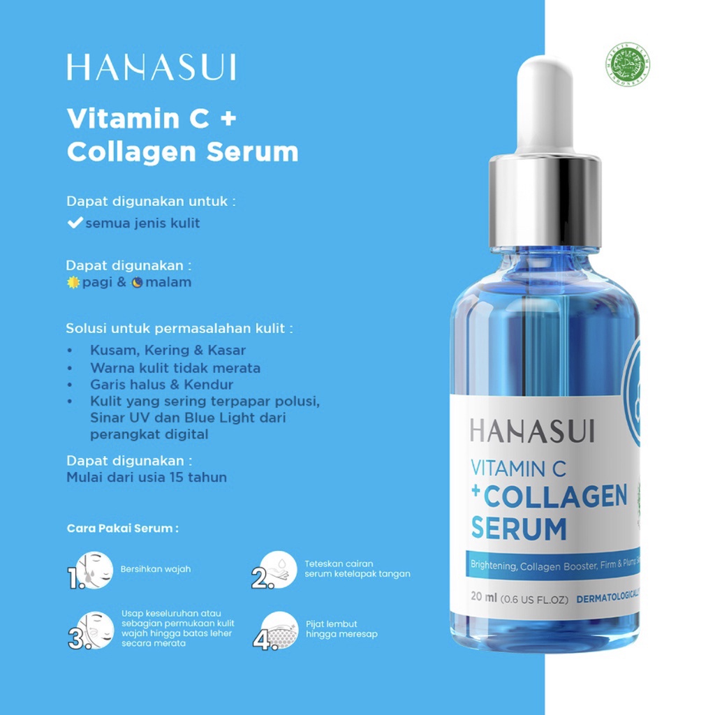 Hanasui Vitamin C + Collagen Serum New Look &amp; Improved Formula BPOM 20ML