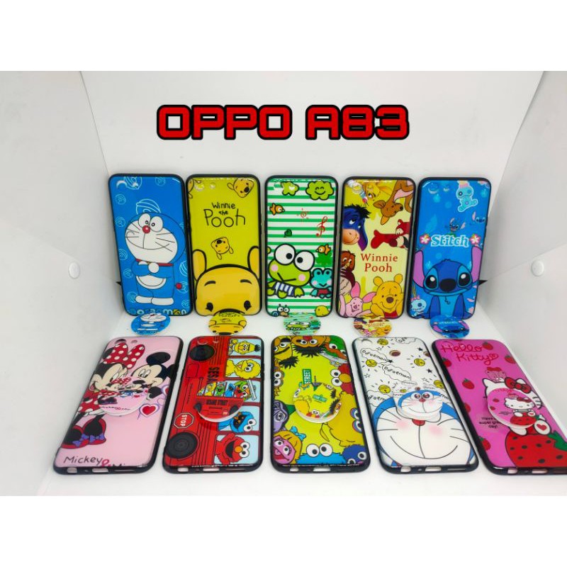 SOFTCASE OPPO A83 KARAKTER ANIMASI POP SOCKET