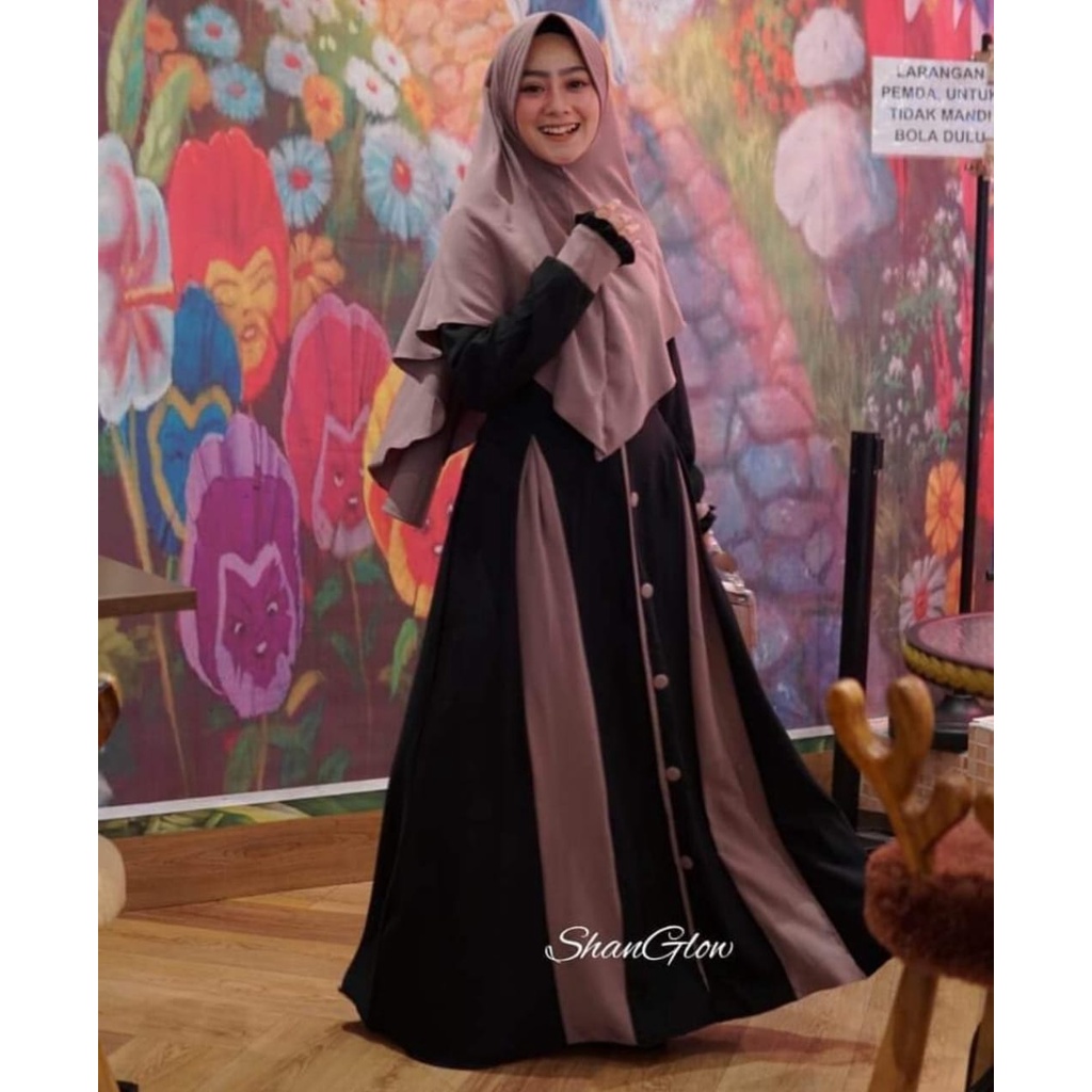 Gamis set Khimar shabrina ORI SHAN GLOW remaja syari casual Itycrepe terbaru