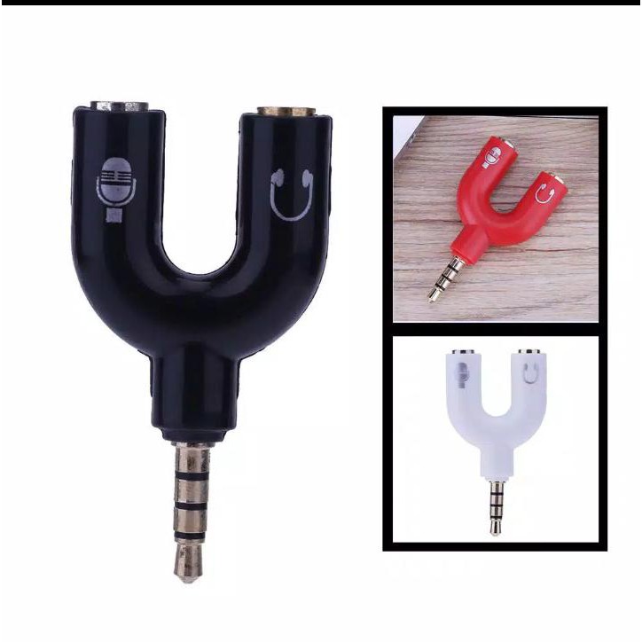 Adaptor Spliter U Kabel Handphone Microphone Audio Jack 3.5mm | Kabel 2 in 1 Headset HP Laptop