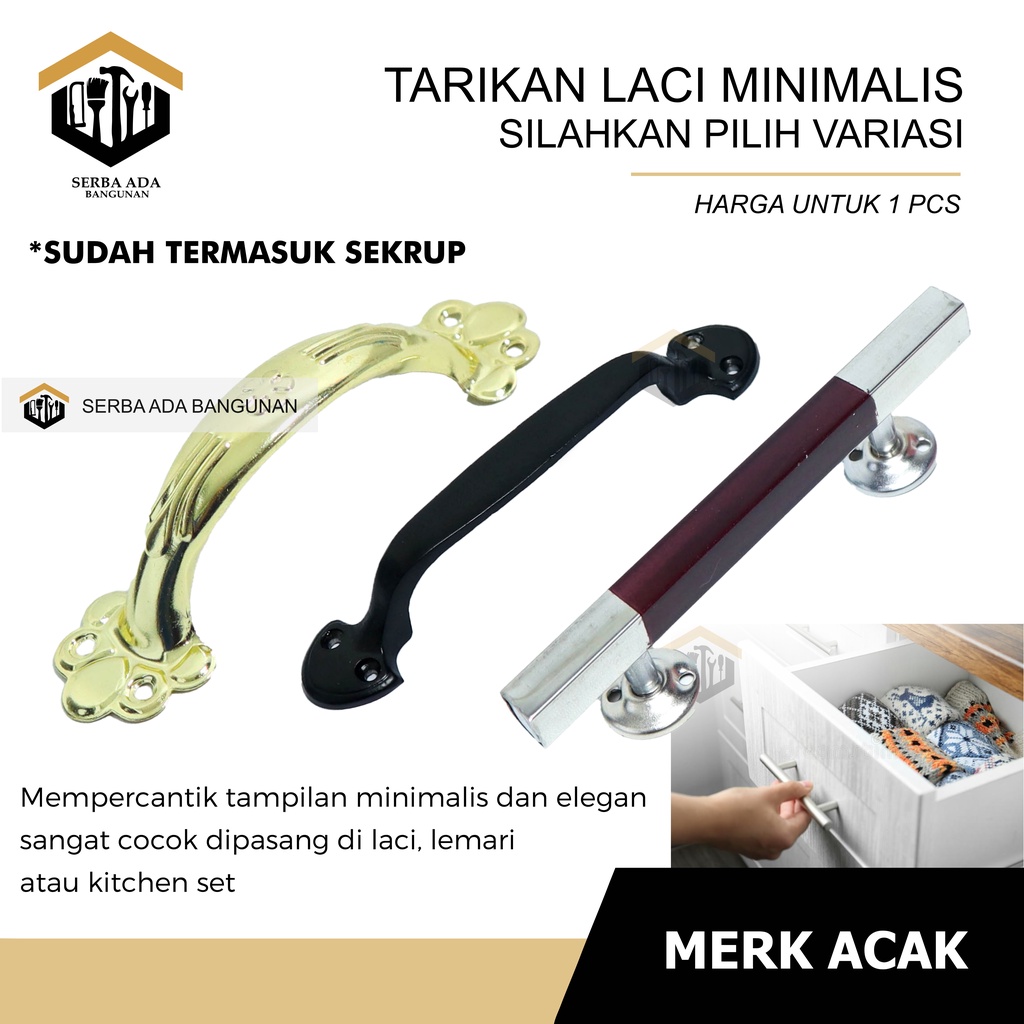 Handle Tarikan Laci Pegangan Lemari / Gagang Tarikan Knob Knop Laci Ukuran Panjang 12cm