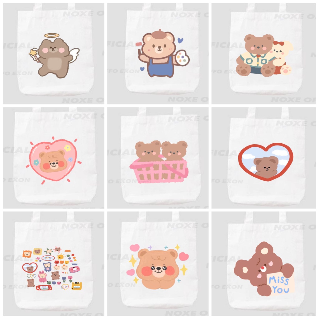 TOTE BAG CUTE BEAR PART 2 / TOTE BAG KANVAS GAMBAR LUCU