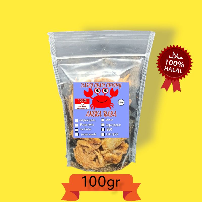 

BABY CRAB KRISPY 100GR / HALAL / CEMILAN SEHAT / CRAB CRIPS / BABY RAJUNGAN / VIRAL / SNACK